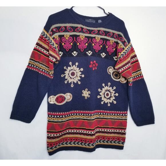 Carole Little Women's Sweater Pullover Embroidered Embellishment Size Med P - Picture 1 of 8